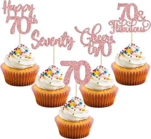 Vista 16 de Paquete de 30 adornos para cupcakes con purpurina de doble dígito para cumpleaños de 10 años, para cumpleaños, aniversario, fiesta, suministros