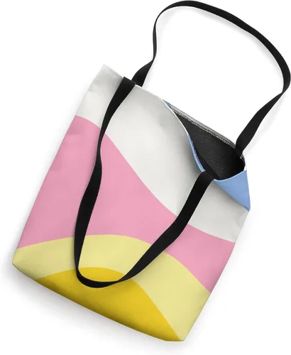 Vista 2 de Bolso tote estético de los años 70 con diseño de rayas onduladas retro arcoíris pastel