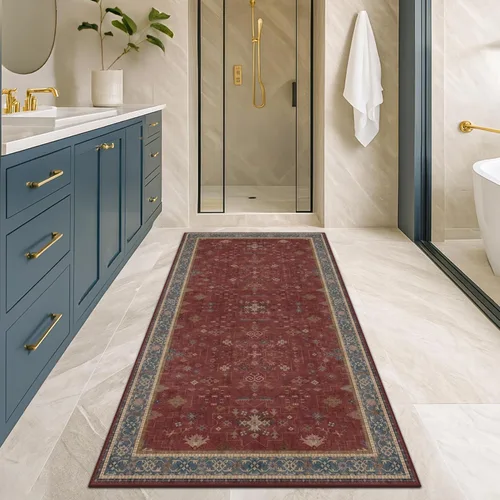 Vista 181 de Hazo Haus – Alfombra pequeña para entrada, cocina o baño, antideslizante con base de goma, resistente a las manchas y a la decoloración, diseño