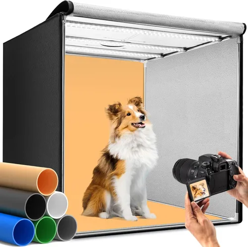 Vista 11 de DUCLUS Fotografía de caja de luz, caja portátil de cabina de estudio fotográfico, 10 "x 10" Mini tiendas de campaña de tiro profesional con 104