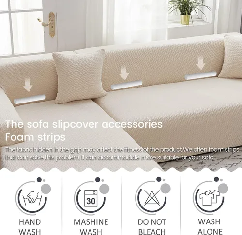 Vista 4 de OKYUK Funda para sofá modular en forma de L, 2 fundas de sofá jacquard de alta elasticidad de 3 + 3 asientos + 2 fundas de almohada, protector
