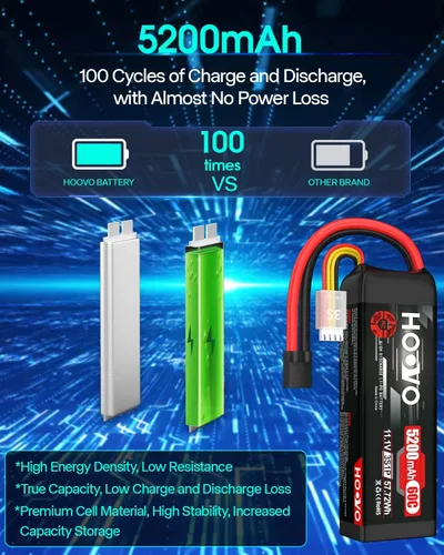 Vista 5 de HOOVO 3S LiPo Batería 11.1V 5200mAh 60C TR Plug Softcase RC Batería para RC Car RC Truck Avión Helicóptero Barco Carreras RC Hobby
