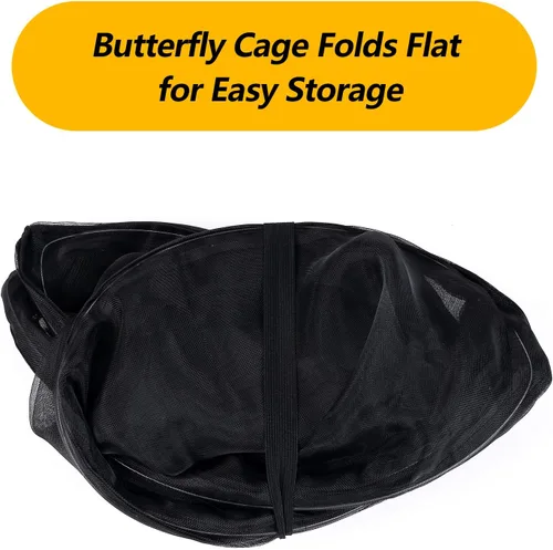 Vista 6 de Hábitat de mariposa monarca resistente de 30 pulgadas, jaula de malla para insectos plegable al aire libre con protección de cremallera y parte