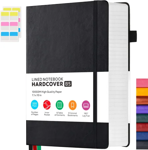 Vista 10 de FOCUS DAY Cuaderno de tapa dura 8.5 x 11, cuaderno de 320 páginas tamaño A4 grande para la universidad con líneas para la escuela y el trabajo, gran