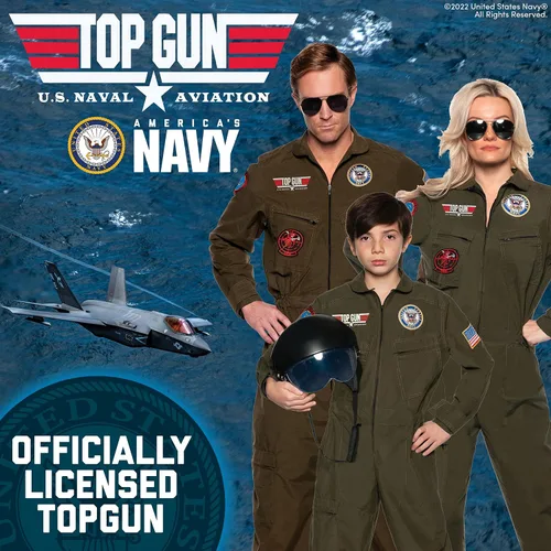 Vista 5 de UNDERWRAPS TOPGUN - Disfraz de piloto de combate Con licencia oficial de US NAVY TOPGUN