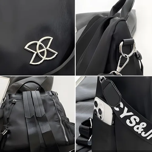 Vista 7 de BIMEL Bolsa multiusos antirrobo, bolsa de tela Oxford cruzada de 3 vías, mochila de viaje ligera mochila de viaje ligera, Café, Bolso cruzado