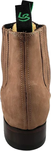 Vista 4 de Botin Charro La Barca Nobuck Botas de tobillo de cuero para hombre Pull On Marrón (Topo)