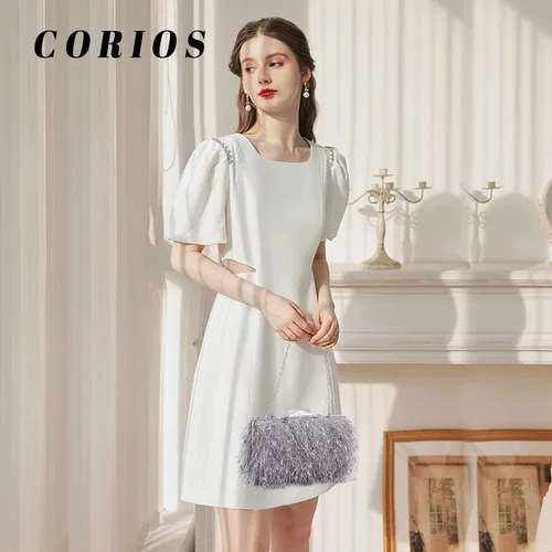 Vista 2 de CORIOS Bolsos de mano pequeños para mujer, bolso de noche esponjoso