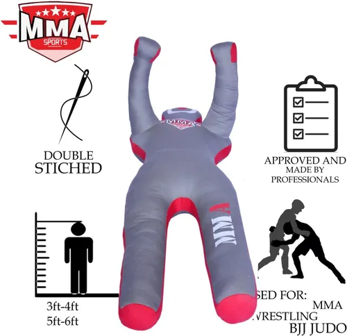 Vista 9 de MMA Deportes Brasileño JIU Jitsu Grappling Sumisión Lanzamiento Maniquí Punzonado Bolsa Pesada Kick Boxing Dummies SIN LLENAR Gris