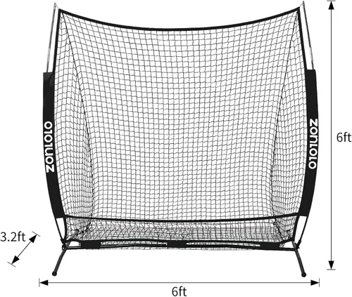 Vista 2 de Zonlolo Red de béisbol de 6 x 6 pies con 3 objetivos diferentes, red de práctica portátil para batear, pegar, lanzar y lanzar, paquete compacto