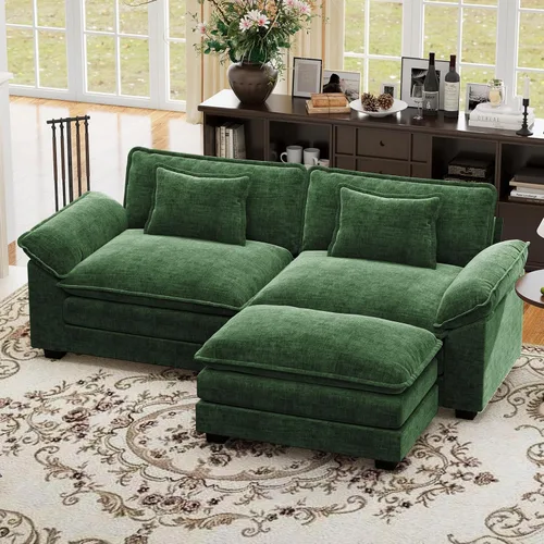 Vista 70 de Sofá modular de gran tamaño de 154 pulgadas, cómodo sofá en forma de U con 3 otomanas móviles, sofá moderno de felpilla de 7 plazas para sala