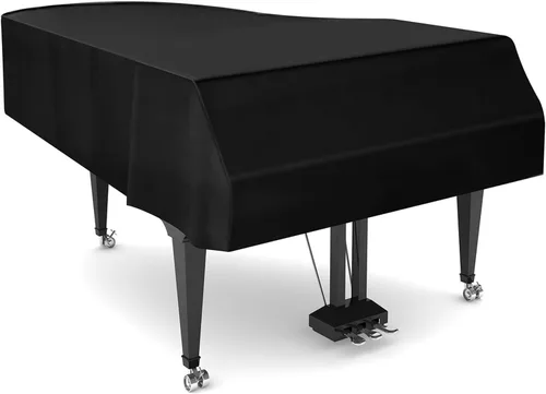 Vista 9 de TINDTOP Funda para piano de cola, de terciopelo, a prueba de polvo para piano bebé, lavable, suave, con bordes decorativos, triangular, funda