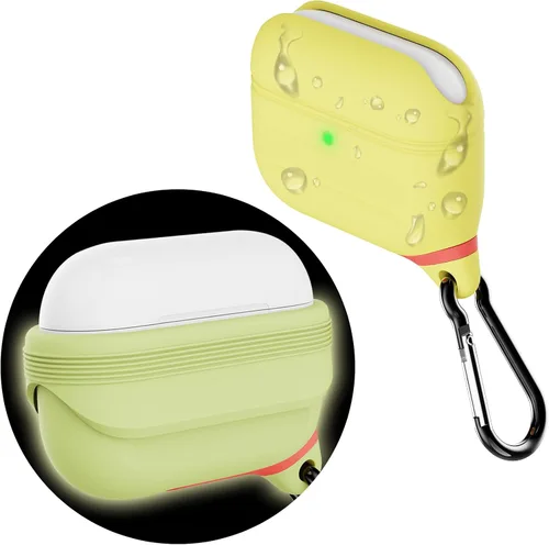 Vista 9 de HALLEAST Funda impermeable para AirPods Pro 3, LED frontal visible y compatible con carga inalámbrica, funda protectora de silicona compatible