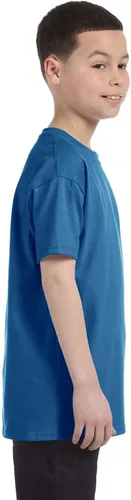 Vista 4 de Hanes Authentic TAGLESS Playera de algodón para niños., Moderno Equipada, L, Azul real profundo