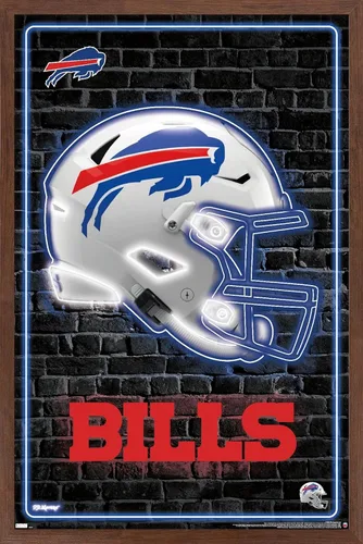 Vista 16 de NFL Buffalo Bills - Póster de pared con casco neón, 22.4 pulgadas de largo x 14.7 pulgadas de ancho, versión enmarcada de madera de granero