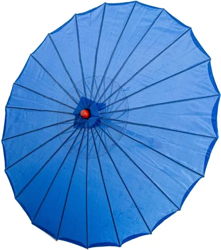 Vista 2 de THY COLLECTIBLES Sombrilla china japonesa de 33 pulgadas para bodas, fotografías, disfraces, cosplay, decoración y otros eventos, color liso (azul)