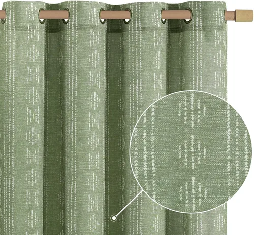 Vista 18 de jinchan Cortinas bohemias a rayas para sala de estar, cortinas de lino estilo granja de 63 pulgadas de largo, 2 paneles para dormitorio, mudcloth