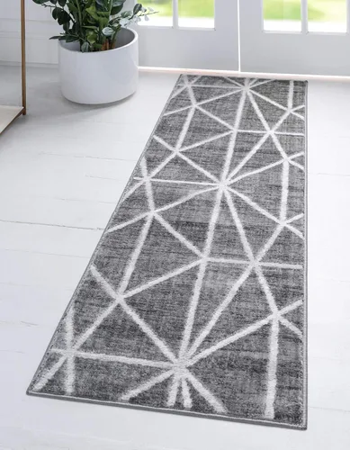 Vista 18 de Unique Loom Matrix Trellis Collection - Alfombra geométrica (2 pies x 6 pies 1 pulgada, azul/azul claro)