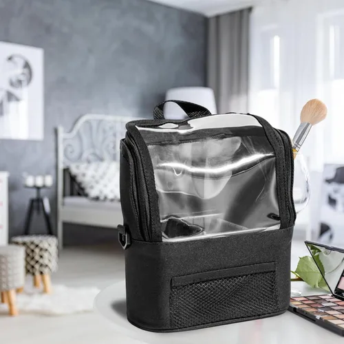Vista 2 de Estuche para brochas de maquillaje, soporte para tazas, bolsa de cosméticos de viaje, almacenamiento para artistas, bolsa grande para brochas