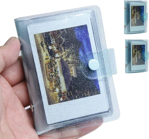Vista 13 de Paquete de 2 mini álbumes de fotos holográficos de 64 bolsillos, soporte portátil para tarjetas fotográficas Kpop para Fujifilm Instax Mini