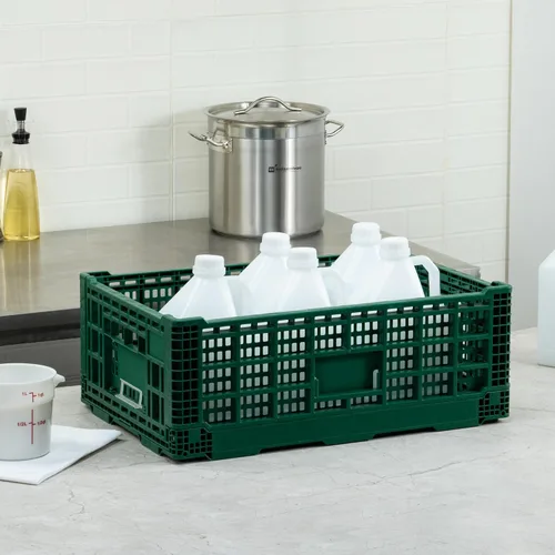 Vista 9 de Restaurantware Cater Tek - Caja plegable de 36 litros, 1 caja de almacenamiento apilable, con asas de diseño de malla, caja plegable de plástico