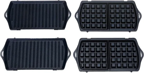 Vista 6 de Amazon Basics Wafflera, Sandwichera y Parrilla 3 en 1 Blanca, 700W