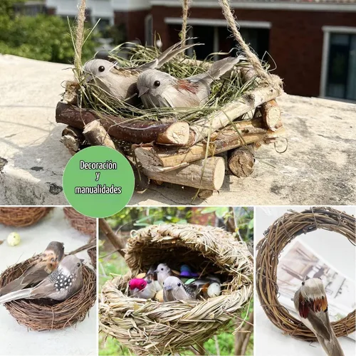 Vista 7 de LWINGFLYER 6 piezas de espuma artificial de simulación de pájaro gorrión adornos con clip en pájaros decorativos con plumas para decoración de árbol