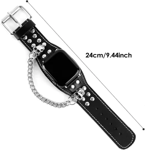 Vista 4 de Correa de cuero compatible con Apple Watch de 1.811 in 1.772 in 1.732 in 1.654 in 1.614 in 1.575 in 1.496 in 1.929 in iWatch Series