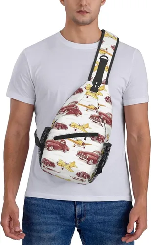 Vista 7 de Small Crossbody Bags for Women Men - Vintage Car Plane Print Adjustable Shoulder Bag Fanny Packs Belt Sling Bag Crossbody Purses Backpack for Travel