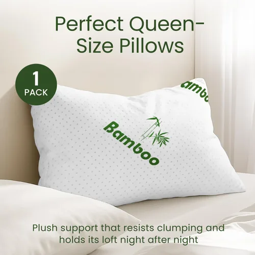 Vista 9 de Almohada de espuma viscoelástica triturada tamaño Queen – Almohada de cama refrescante para dormir para el estómago, la espalda y el cuerpo – 1
