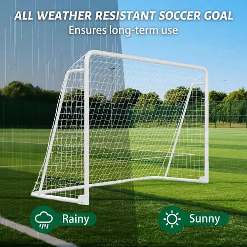 Vista 6 de NAIZEA Porterías de fútbol – 24x8/21x7/18x7/12x6/16x7/10x6/8x6/6x4 pies para patio trasero – Portería de fútbol de metal para jóvenes adultos