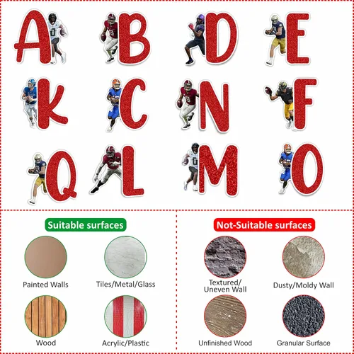 Vista 6 de Seyal® Adhesivo de pared con alfabeto de fútbol americano A-Z