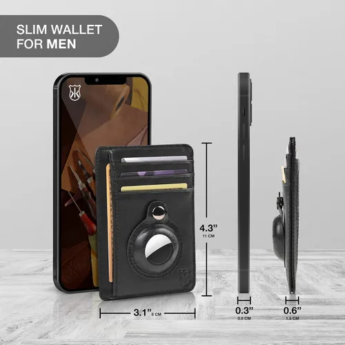 Vista 2 de KONACK Minimalist Wallet For Men with RFID Blocking Front Pocket Bifold Leather Mens Wallet with Gift Box
