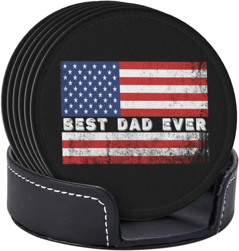 Vista 24 de Juego de 6 posavasos con soporte para electricista con bandera estadounidense, tapete de piel sintética para cocina, bar, mesa, escritorio