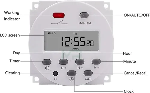 Vista 6 de Temporizador CN101A 220V 110V 24V 12V LCD digital temporizador de alimentación temporizador programable interruptor de tiempo relé 16A CN101