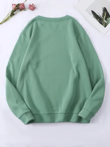 Vista 2 de COZYEASE Sudadera de cuello redondo con estampado gráfico de letras para mujer, casual, manga larga, sudadera térmica