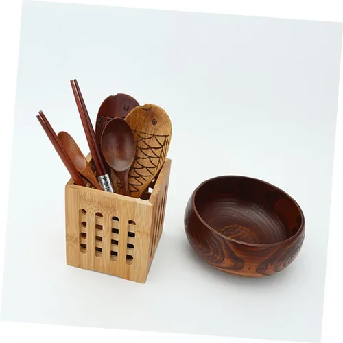 Vista 9 de Cabilock Soporte de secado de cubiertos, 2 piezas, organizador de utensilios de cocina, soporte de cubiertos de bambú, soporte para cubiertos