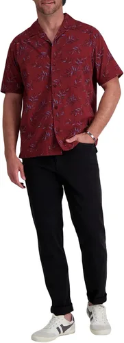 Vista 3 de Haggar Camisa de campamento elástica estampada de manga corta para hombre