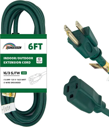 Vista 18 de Cable de Extensión HONDERSON, Certificación UL, Calibre 16, 1 Pie de Largo, Color Negro, 3 Puntas, Resistente, 16/3 SJTW, 13A, Cable de Energía