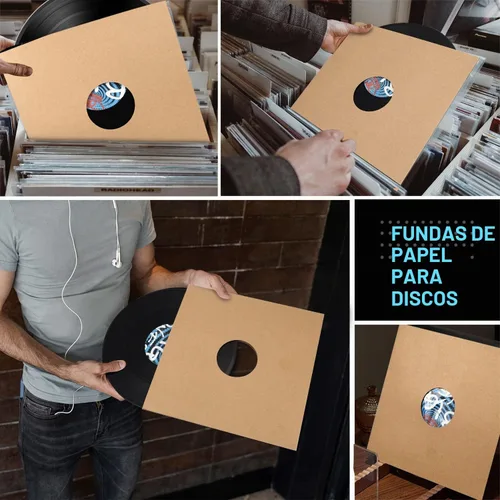 Vista 5 de Facmogu 10 piezas de 30,48 cm de fundas para discos de vinilo LP, fundas de discos de vinilo de cartón de 350 g/m² con acabado kraft, fundas