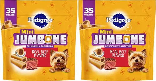 Vista 11 de Pedigree Mini Jumbone - Golosinas para perros pequeños, sabor a carne, 12 golosinas (paquete de 7)