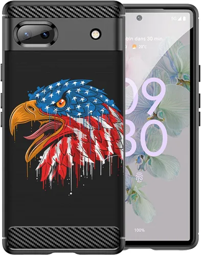 Vista 25 de CasesOnDeck - Funda de TPU negra compatible con Google Pixel 6A (2022) / Pixel 6A, delgada, minimalista, flexible, texturizada, formas abstractas