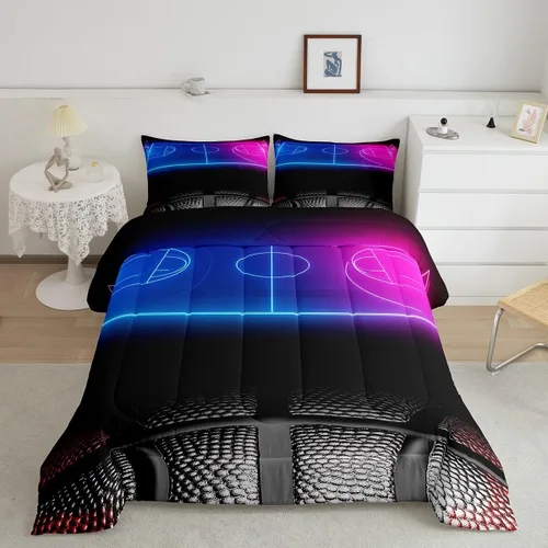 Vista 39 de Juego de ropa de cama de baloncesto para niños y adolescentes, juego de edredón deportivo para niños, tamaño matrimonial, suave, ligero, decoración