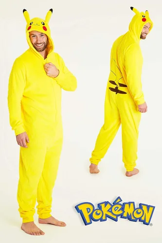 Vista 6 de Pokemon Pikachu Onesie, Mens Onesies Halloween Costumes, Fleece Adult Onesie