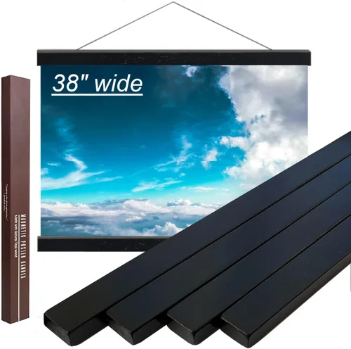 Vista 20 de Dacri Home - Colgador magnético para marcos de pósteres. Marco de madera fácil de colgar. Amplia compatibilidad con pasadores de madera para colgar