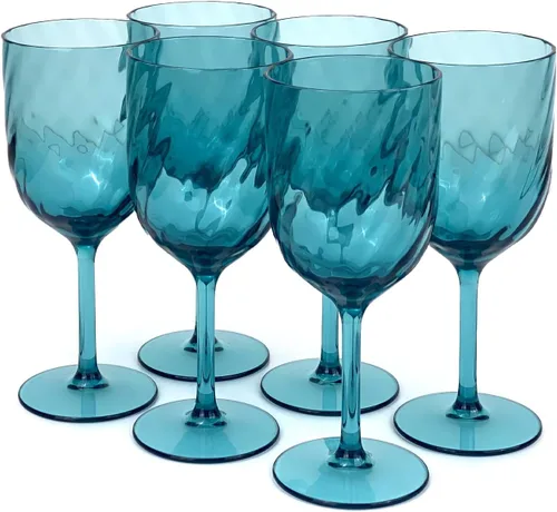 Vista 12 de Yalin Juego de 6 vasos apilables irrompibles de plástico acrílico para vino y agua de 12 onzas (azul, 12 onzas)