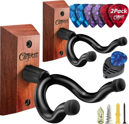 Vista 12 de Percha de pared para guitarra, paquete de 2 unidades Nuez Negra 2 Pack
