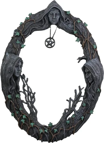 Vista 8 de fenlan Triple Moon Goddess - Espejo de pared con espejo retro puntiagudo