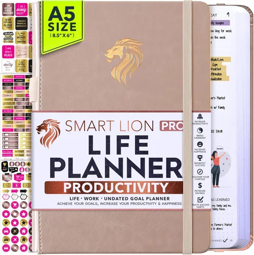 Vista 10 de Life Planner - Agenda diaria, semanal y mensual sin fecha con sección de presupuesto, un viaje de 12 meses para aumentar la productividad