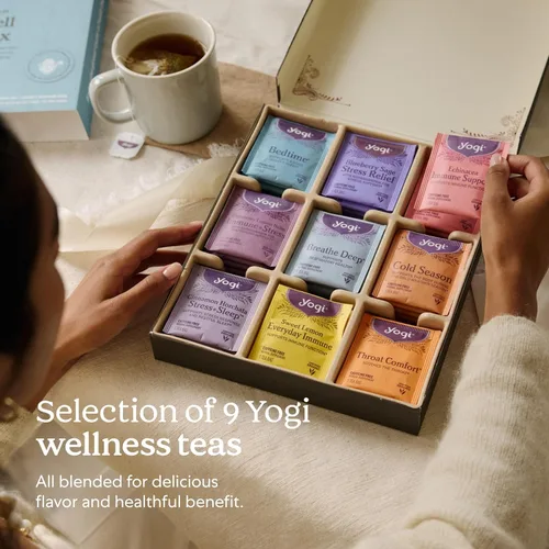 Vista 6 de Caja de regalo de muestra orgánica - 5 bolsas de té por sabor (45 bolsas de té) - Deliciosos tés de inmunidad y bienestar - 9 tés de hierbas - Juego